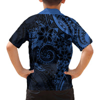 Polynesian Sunset Plumeria Family Matching Off The Shoulder Long Sleeve Dress and Hawaiian Shirt Navy Polynesian Tattoo LT05 - Polynesian Pride