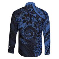 Polynesian Sunset Plumeria Family Matching Off The Shoulder Long Sleeve Dress and Hawaiian Shirt Navy Polynesian Tattoo LT05 - Polynesian Pride