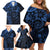 Polynesian Sunset Plumeria Family Matching Off Shoulder Short Dress and Hawaiian Shirt Navy Polynesian Tattoo