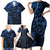 Polynesian Sunset Plumeria Family Matching Short Sleeve Bodycon Dress and Hawaiian Shirt Navy Polynesian Tattoo