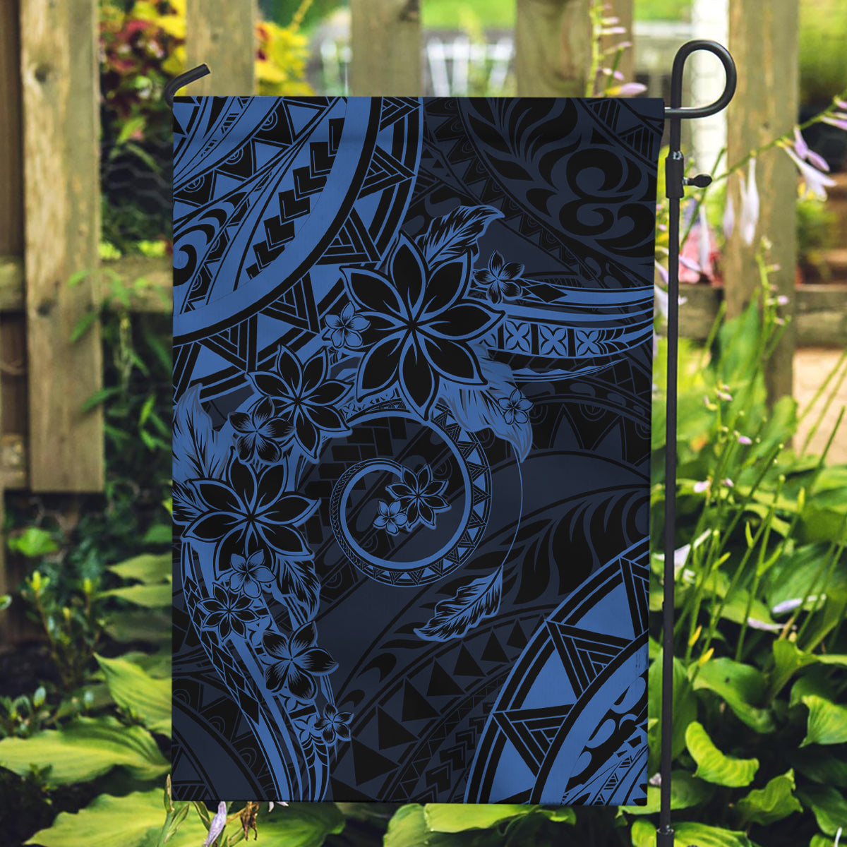 Polynesian Sunset Plumeria Garden Flag Navy Polynesian Tattoo LT05 Garden Flag Navy - Polynesian Pride