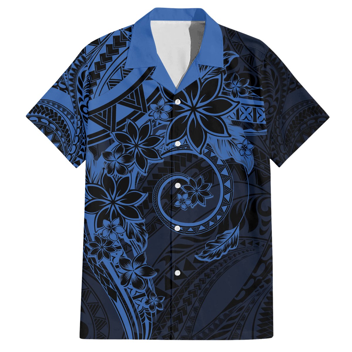 Polynesian Sunset Plumeria Hawaiian Shirt Navy Polynesian Tattoo LT05 Navy - Polynesian Pride