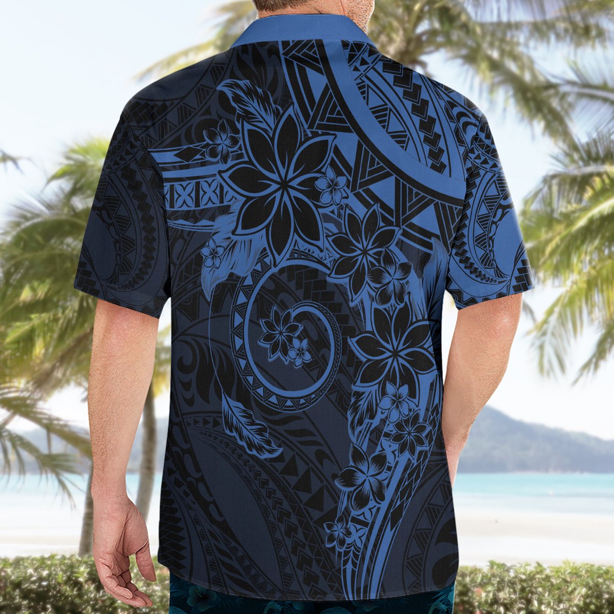 Polynesian Sunset Plumeria Hawaiian Shirt Navy Polynesian Tattoo LT05 - Polynesian Pride