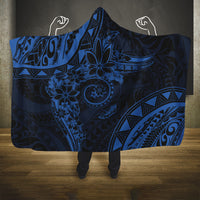 Polynesian Sunset Plumeria Hooded Blanket Navy Polynesian Tattoo LT05 One Size Navy - Polynesian Pride
