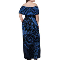 Polynesian Sunset Plumeria Off Shoulder Maxi Dress Navy Polynesian Tattoo LT05 - Polynesian Pride
