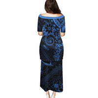 Polynesian Sunset Plumeria Puletasi Navy Polynesian Tattoo LT05 - Polynesian Pride