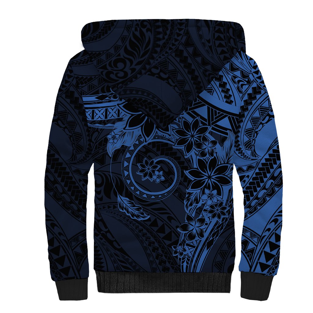 Polynesian Sunset Plumeria Sherpa Hoodie Navy Polynesian Tattoo LT05 - Polynesian Pride