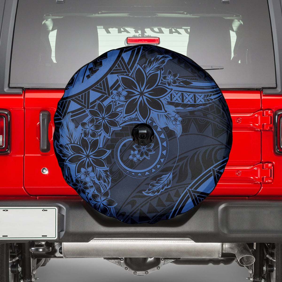 Polynesian Sunset Plumeria Spare Tire Cover Navy Polynesian Tattoo LT05 - Polynesian Pride