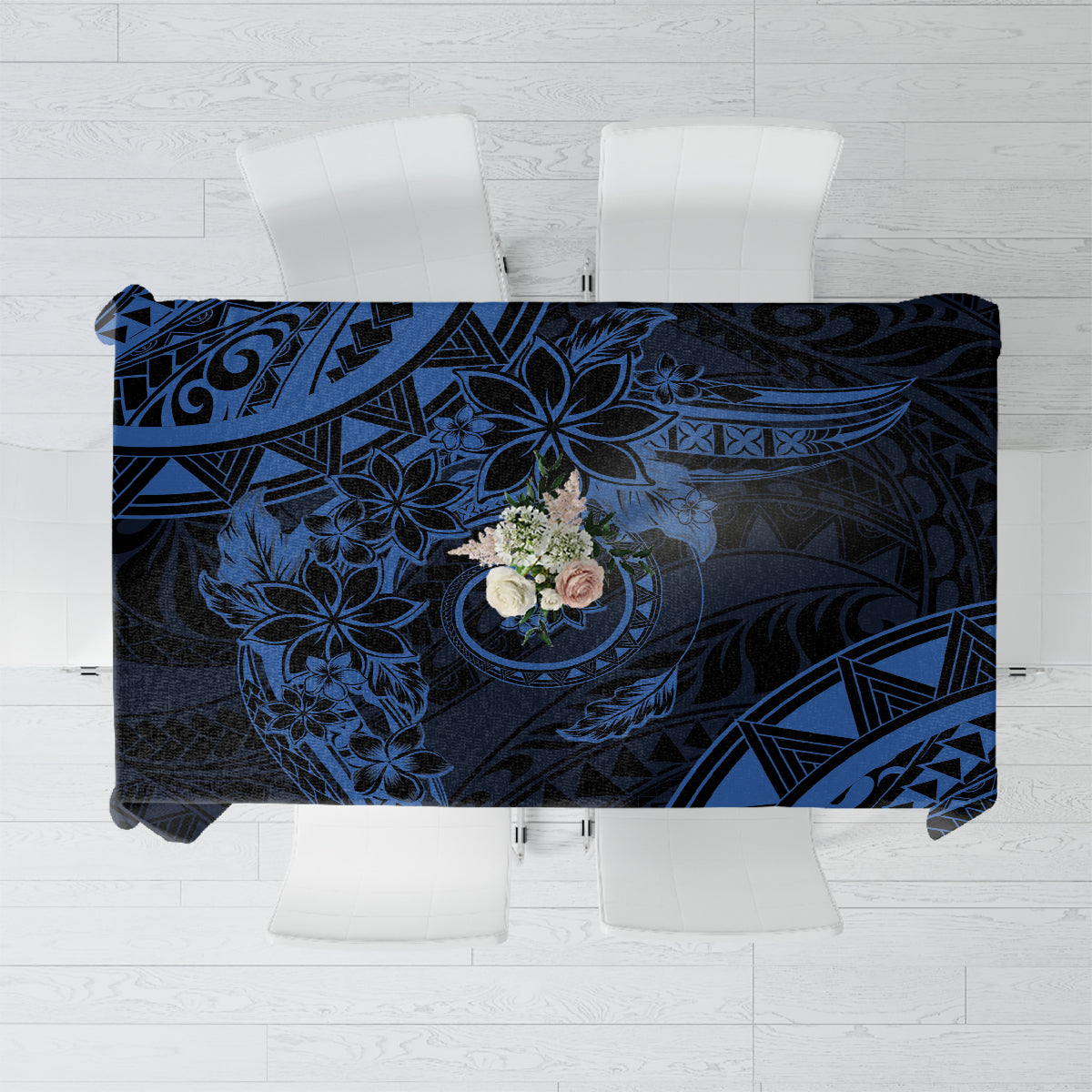 Polynesian Sunset Plumeria Tablecloth Navy Polynesian Tattoo LT05 Navy - Polynesian Pride