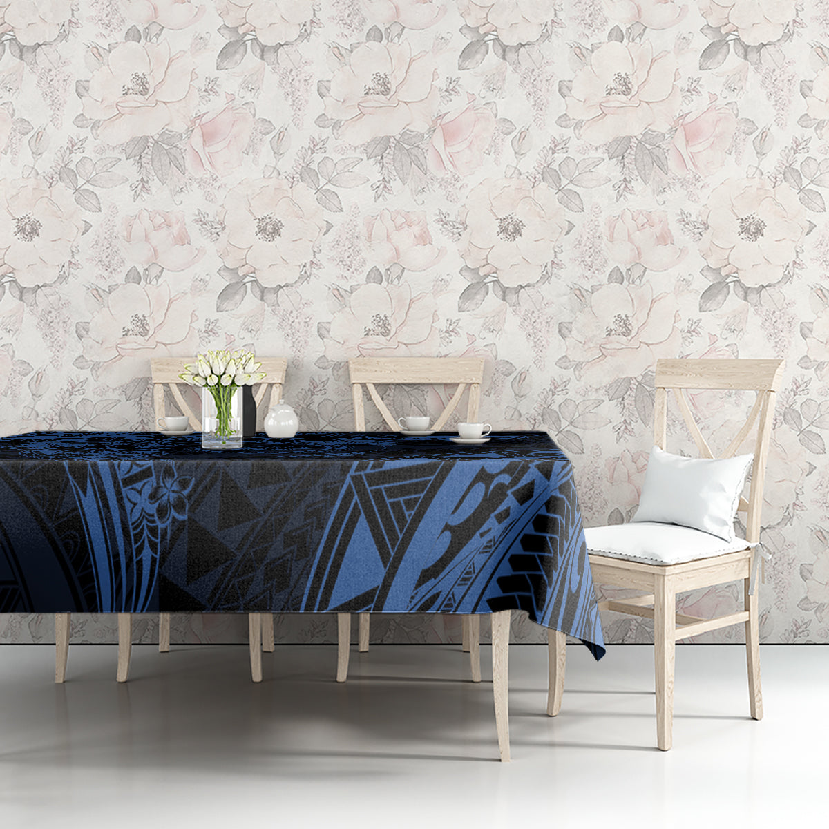 Polynesian Sunset Plumeria Tablecloth Navy Polynesian Tattoo LT05 - Polynesian Pride