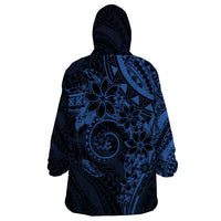 Polynesian Sunset Plumeria Wearable Blanket Hoodie Navy Polynesian Tattoo LT05 - Polynesian Pride