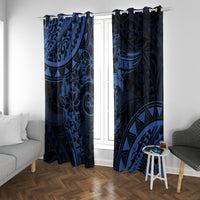 Polynesian Sunset Plumeria Window Curtain Navy Polynesian Tattoo LT05 With Grommets Navy - Polynesian Pride