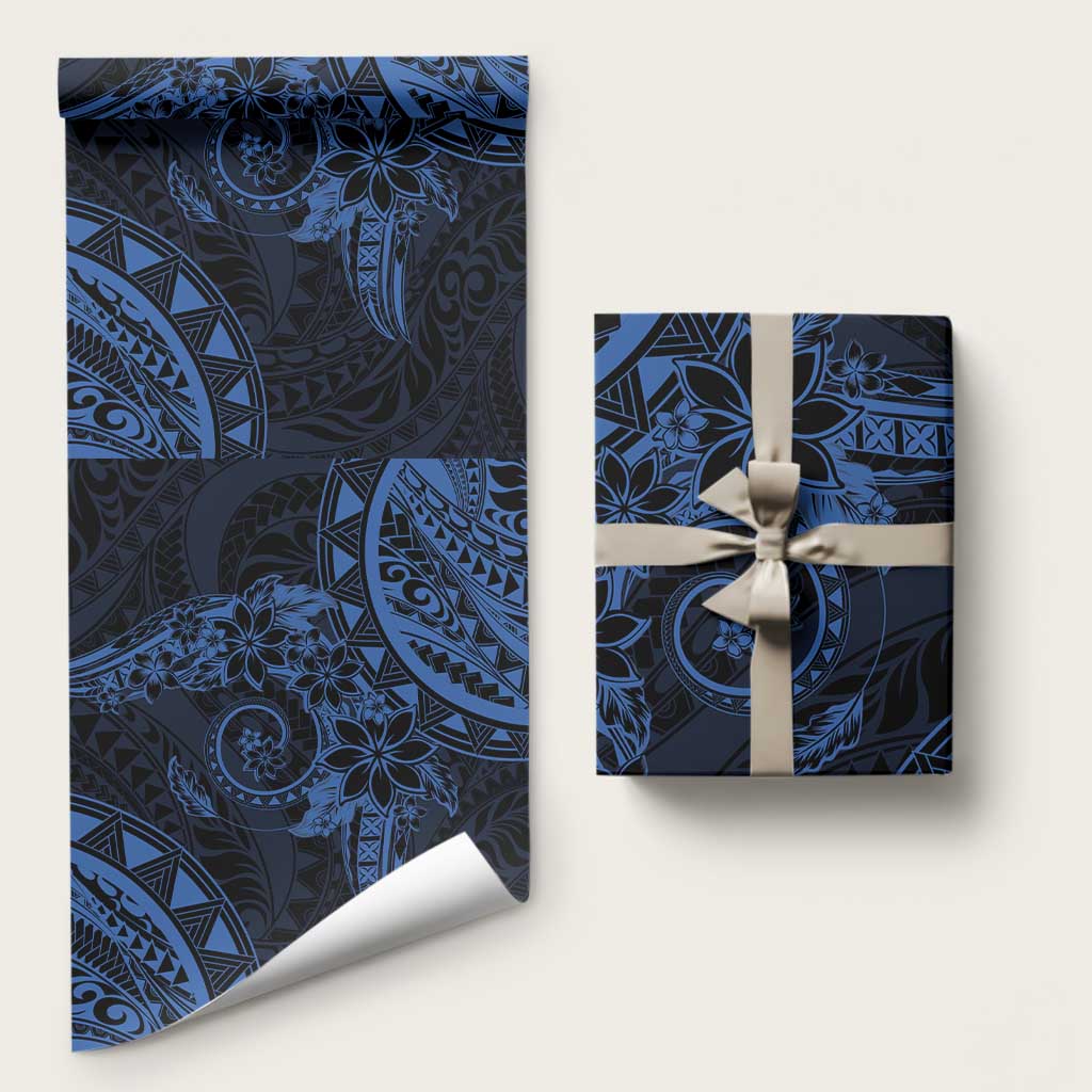 Polynesian Sunset Plumeria Wrapping Paper Navy Polynesian Tattoo LT05 58" × 23" Navy - Polynesian Pride