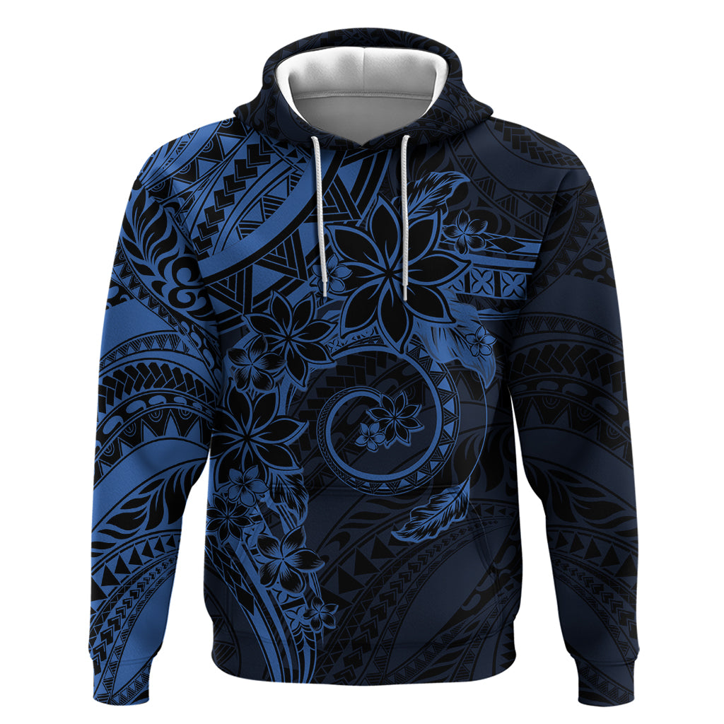 Polynesian Sunset Plumeria Zip Hoodie Navy Polynesian Tattoo