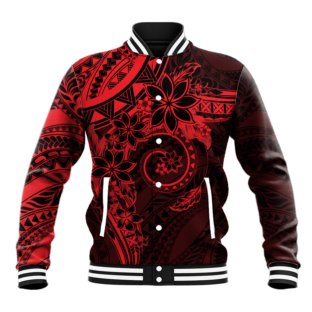 Polynesian Sunset Plumeria Baseball Jacket Red Polynesian Tattoo LT05 Unisex Red - Polynesian Pride