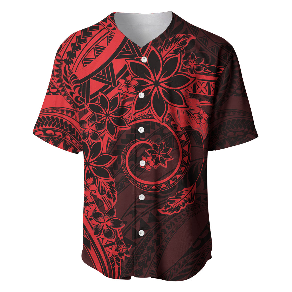 Polynesian Sunset Plumeria Baseball Jersey Red Polynesian Tattoo