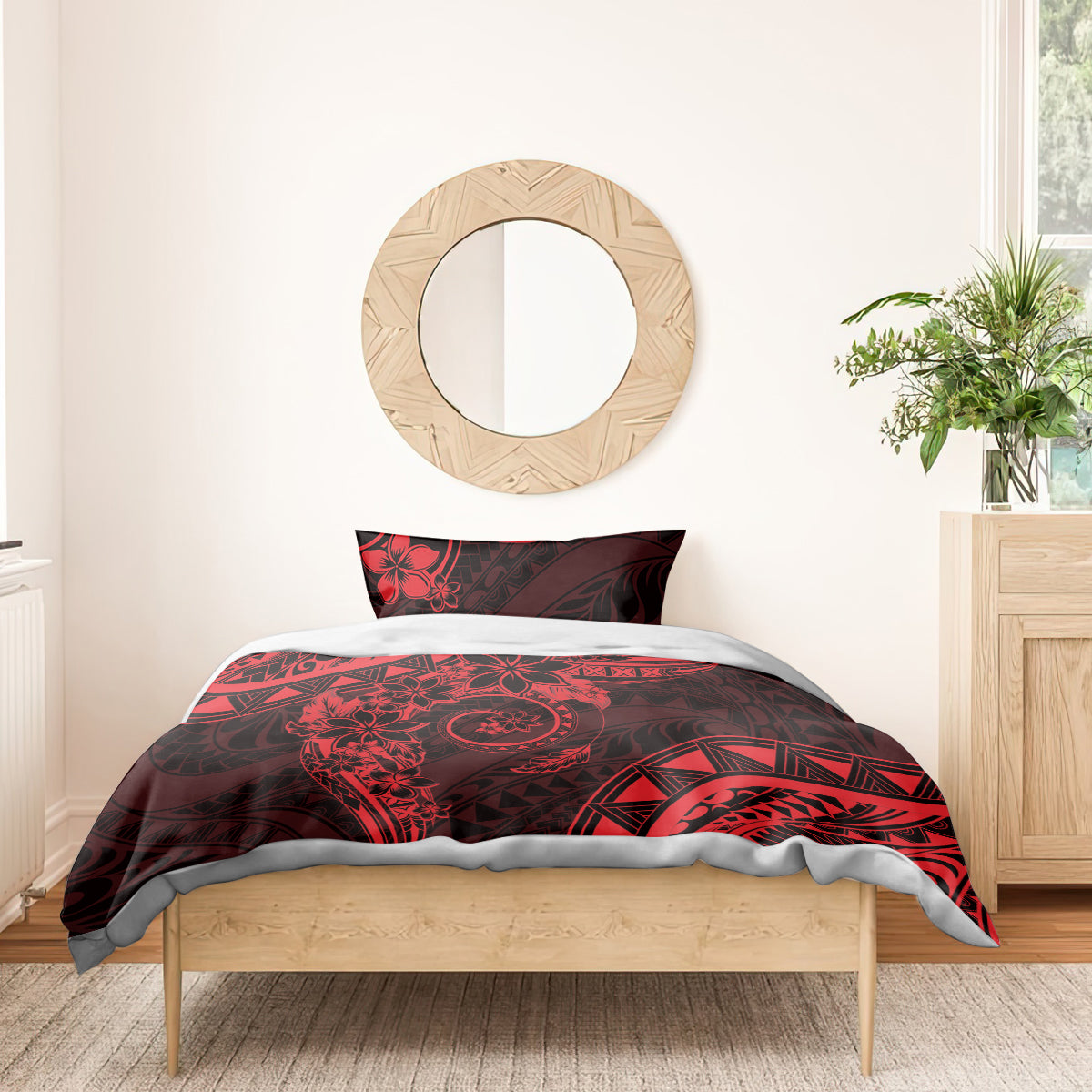Polynesian Sunset Plumeria Bedding Set Red Polynesian Tattoo LT05 - Polynesian Pride