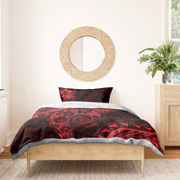 Polynesian Sunset Plumeria Bedding Set Red Polynesian Tattoo LT05 - Polynesian Pride
