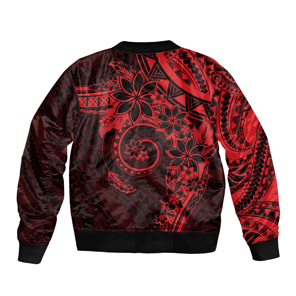 Polynesian Sunset Plumeria Bomber Jacket Red Polynesian Tattoo LT05 - Polynesian Pride