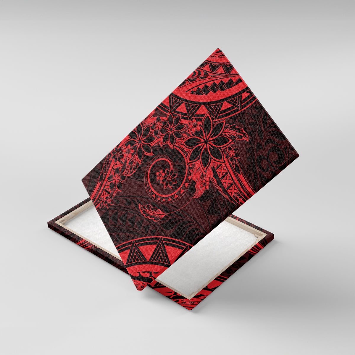 Polynesian Sunset Plumeria Canvas Wall Art Red Polynesian Tattoo LT05 With Frame Red - Polynesian Pride
