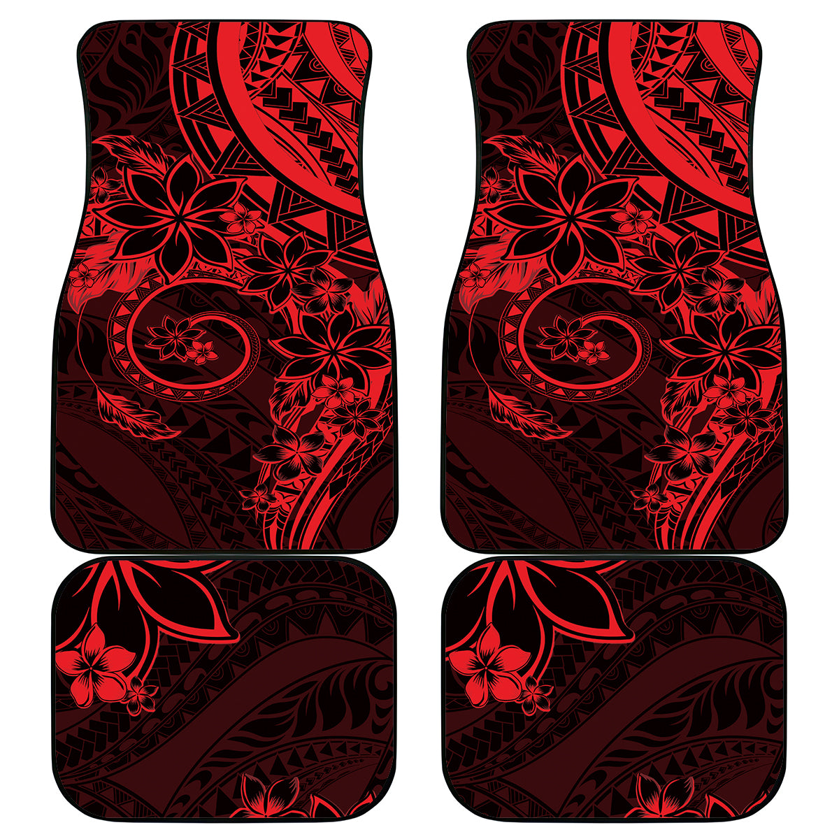 Polynesian Sunset Plumeria Car Mats Red Polynesian Tattoo LT05 - Polynesian Pride