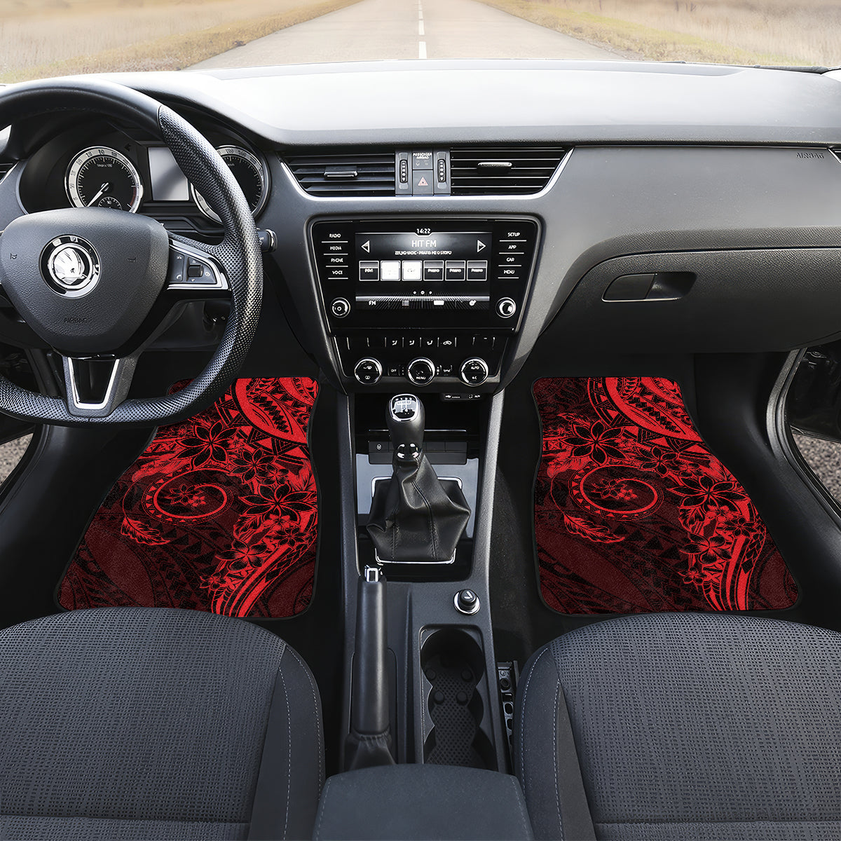 Polynesian Sunset Plumeria Car Mats Red Polynesian Tattoo LT05 Set 2pcs - Front Red - Polynesian Pride