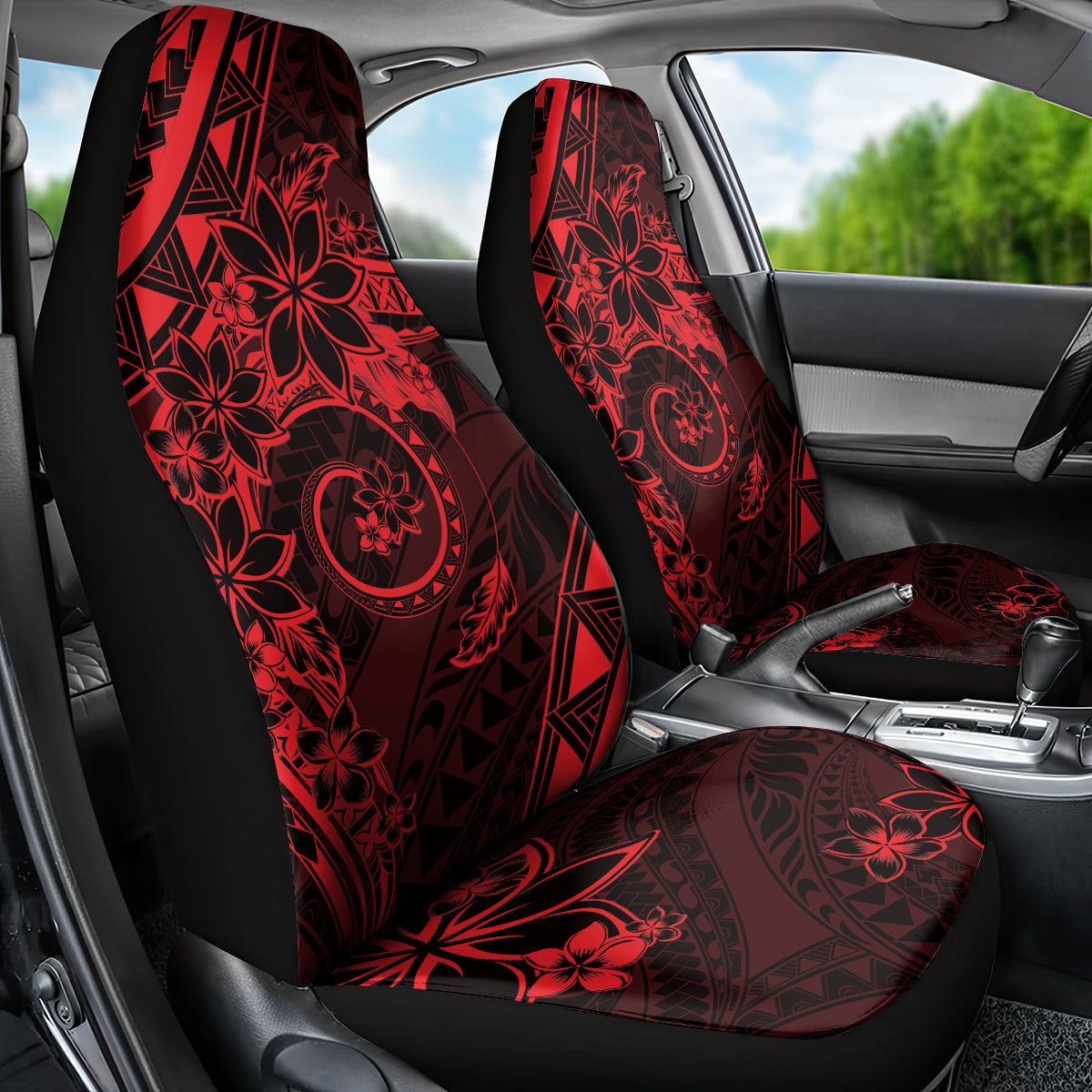 Polynesian Sunset Plumeria Car Seat Cover Red Polynesian Tattoo