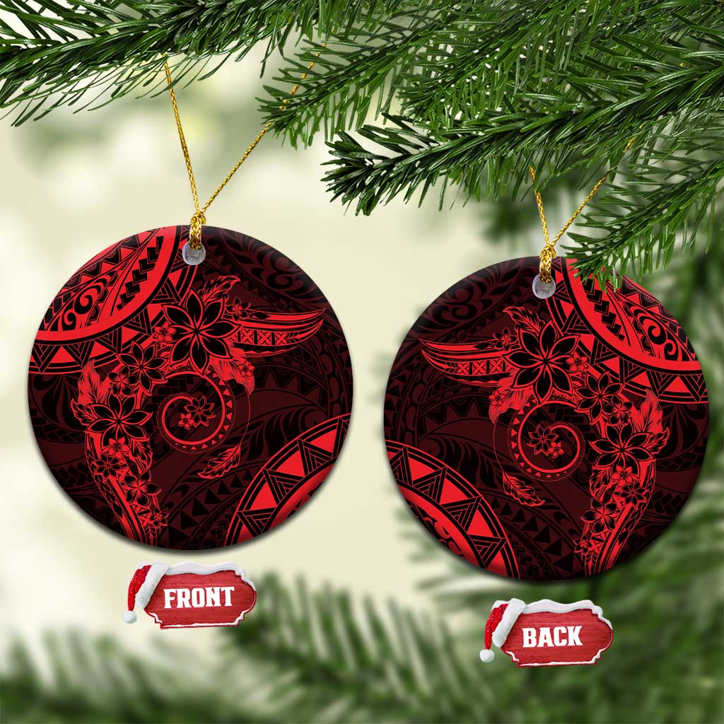 Polynesian Sunset Plumeria Ceramic Ornament Red Polynesian Tattoo LT05 Circle Red - Polynesian Pride