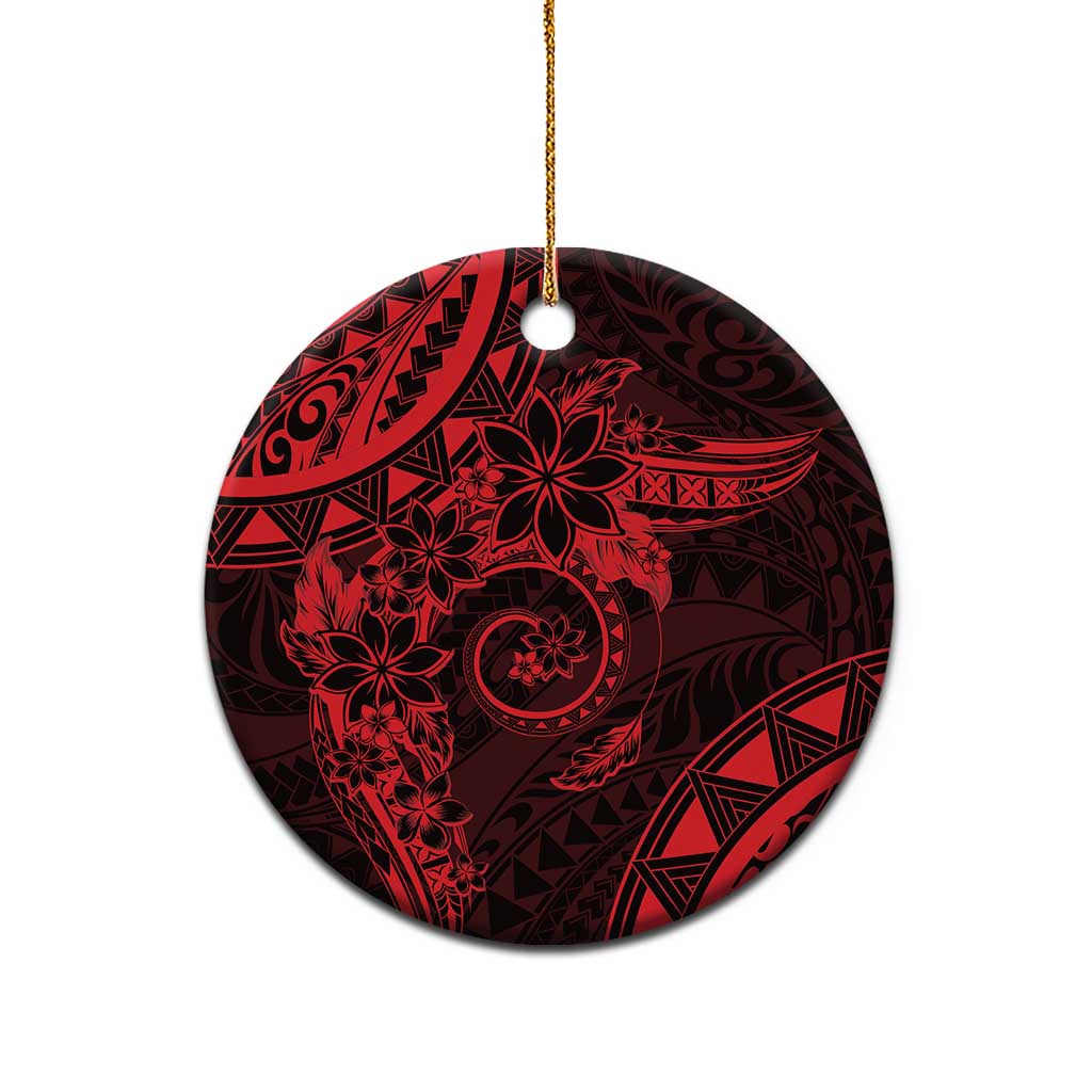 Polynesian Sunset Plumeria Ceramic Ornament Red Polynesian Tattoo LT05 - Polynesian Pride