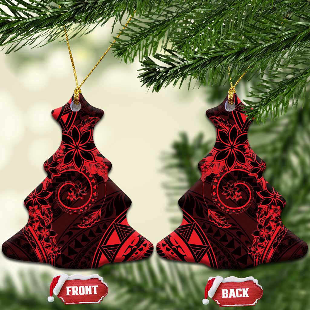 Polynesian Sunset Plumeria Ceramic Ornament Red Polynesian Tattoo LT05 Christmas Tree Red - Polynesian Pride