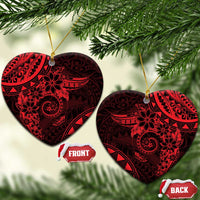 Polynesian Sunset Plumeria Ceramic Ornament Red Polynesian Tattoo LT05 Heart Red - Polynesian Pride