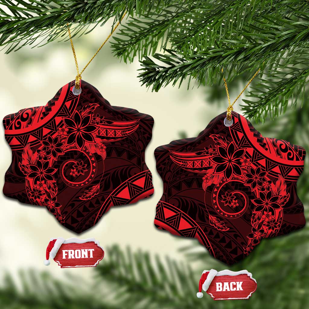 Polynesian Sunset Plumeria Ceramic Ornament Red Polynesian Tattoo LT05 Snow Flake Red - Polynesian Pride