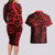 Polynesian Sunset Plumeria Couples Matching Long Sleeve Bodycon Dress and Hawaiian Shirt Red Polynesian Tattoo