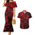 Polynesian Sunset Plumeria Couples Matching Mermaid Dress and Hawaiian Shirt Red Polynesian Tattoo