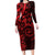 Polynesian Sunset Plumeria Family Matching Long Sleeve Bodycon Dress and Hawaiian Shirt Red Polynesian Tattoo