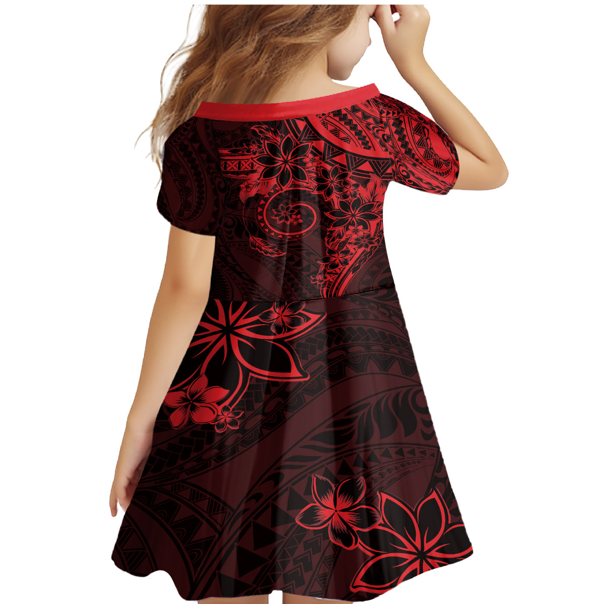 Polynesian Sunset Plumeria Family Matching Mermaid Dress and Hawaiian Shirt Red Polynesian Tattoo