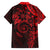 Polynesian Sunset Plumeria Family Matching Off The Shoulder Long Sleeve Dress and Hawaiian Shirt Red Polynesian Tattoo