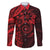 Polynesian Sunset Plumeria Family Matching Off The Shoulder Long Sleeve Dress and Hawaiian Shirt Red Polynesian Tattoo