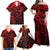 Polynesian Sunset Plumeria Family Matching Off Shoulder Maxi Dress and Hawaiian Shirt Red Polynesian Tattoo