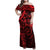 Polynesian Sunset Plumeria Family Matching Off Shoulder Maxi Dress and Hawaiian Shirt Red Polynesian Tattoo