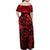 Polynesian Sunset Plumeria Family Matching Off Shoulder Maxi Dress and Hawaiian Shirt Red Polynesian Tattoo