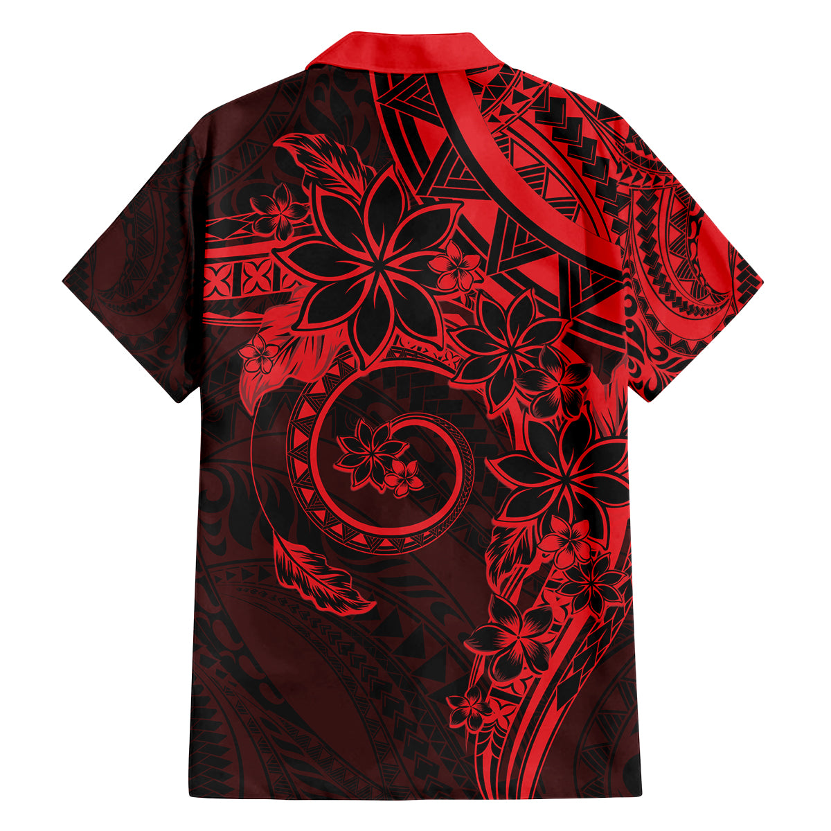 Polynesian Sunset Plumeria Family Matching Off Shoulder Short Dress and Hawaiian Shirt Red Polynesian Tattoo