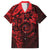 Polynesian Sunset Plumeria Family Matching Short Sleeve Bodycon Dress and Hawaiian Shirt Red Polynesian Tattoo