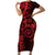 Polynesian Sunset Plumeria Family Matching Short Sleeve Bodycon Dress and Hawaiian Shirt Red Polynesian Tattoo