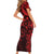 Polynesian Sunset Plumeria Family Matching Short Sleeve Bodycon Dress and Hawaiian Shirt Red Polynesian Tattoo