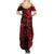 Polynesian Sunset Plumeria Family Matching Summer Maxi Dress and Hawaiian Shirt Red Polynesian Tattoo