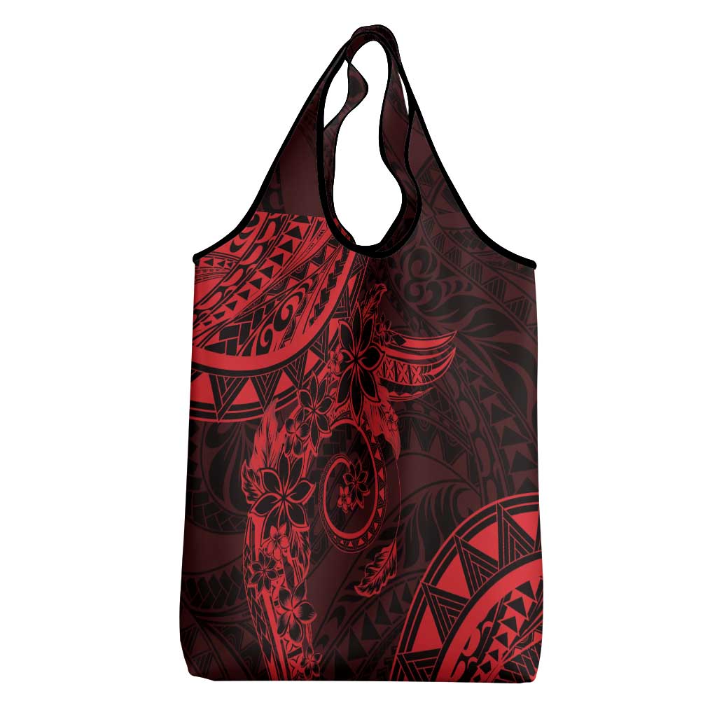 Polynesian Sunset Plumeria Grocery Bag Red Polynesian Tattoo LT05 - Polynesian Pride