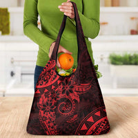Polynesian Sunset Plumeria Grocery Bag Red Polynesian Tattoo LT05 - Polynesian Pride
