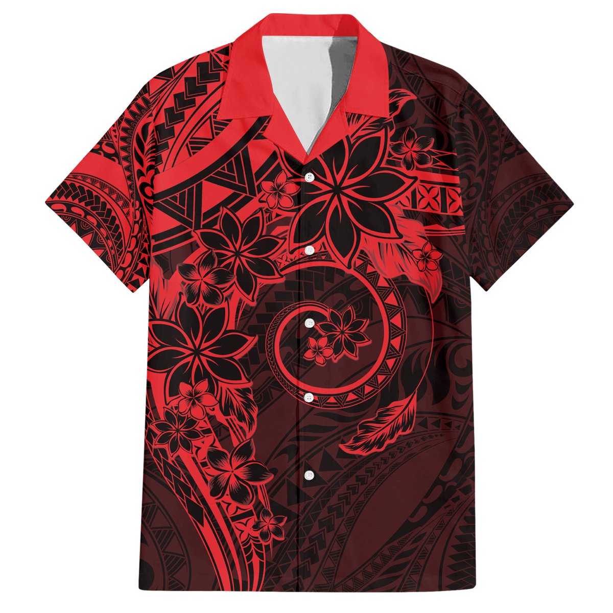 Polynesian Sunset Plumeria Hawaiian Shirt Red Polynesian Tattoo LT05 Red - Polynesian Pride