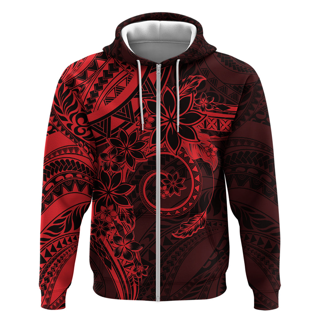 Polynesian Sunset Plumeria Hoodie Red Polynesian Tattoo LT05 Zip Hoodie Red - Polynesian Pride